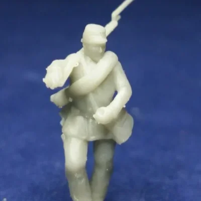 Union advancing infantry in Kepi & blanket roll long jacket