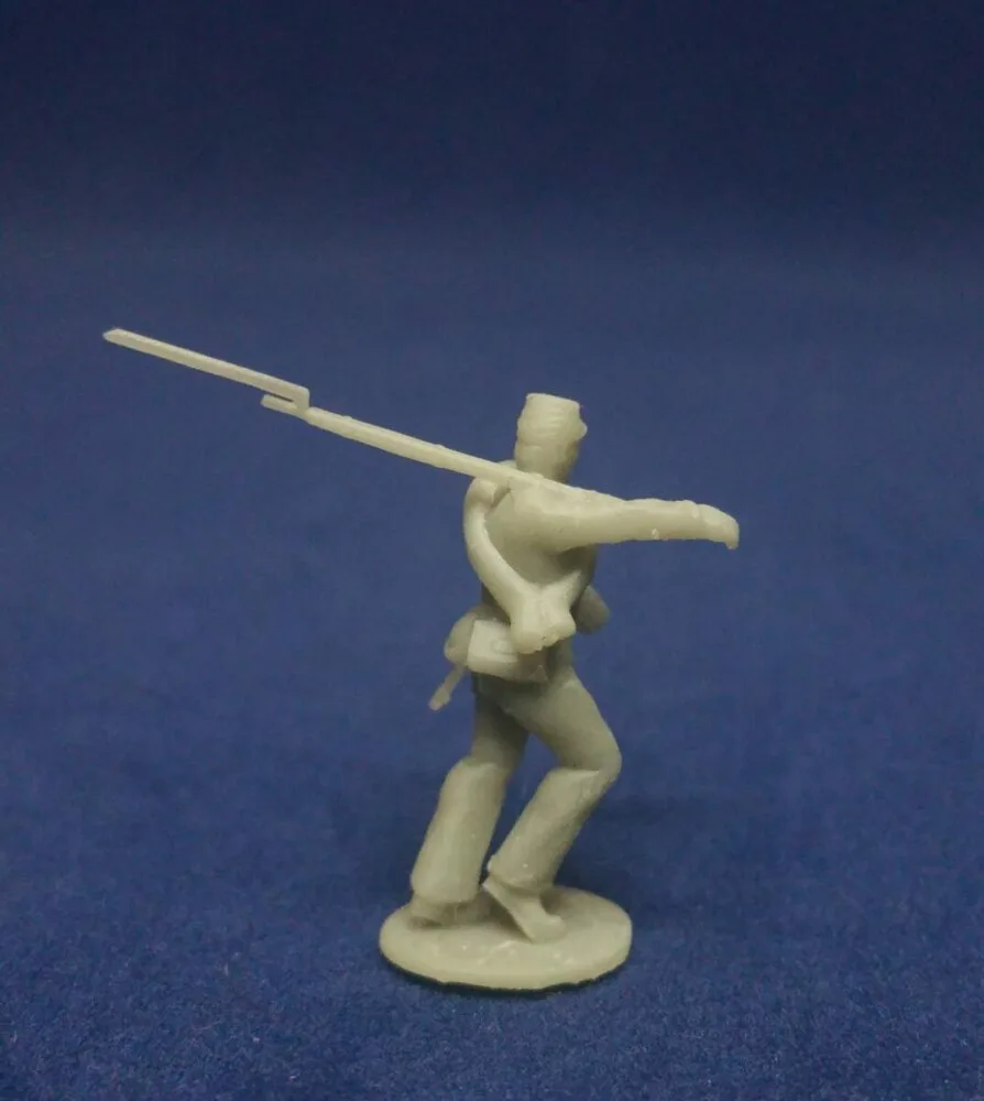 Confederate advancing infantry in Kepi & blanket roll short jacket - Image 3