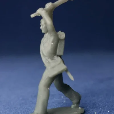 Confederate bare head swings musket