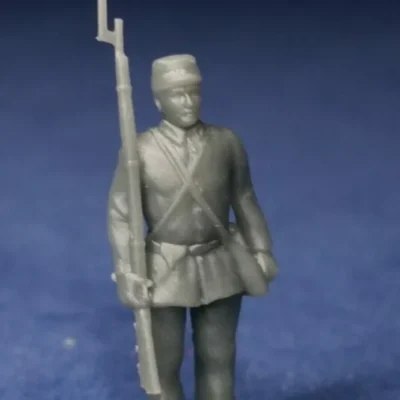 Union soldier in kepi at attention w