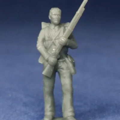 Confederate private standing still bare head