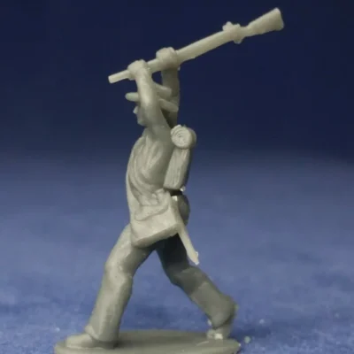 Confederate in hat swings musket