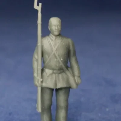 Private at attention bare head