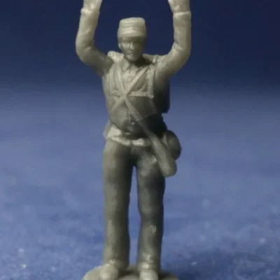 Confederate in kepi surrender with hands up w