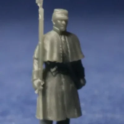 Union private in greatcoat at attention w