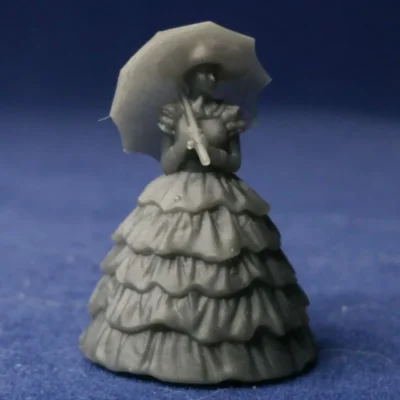 Lady in hoop skirt with hat w