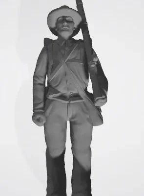 Confederate private in hat at attention alternative