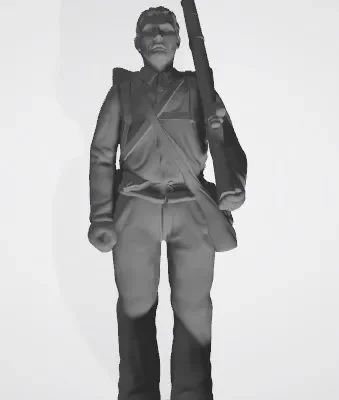 Confederate private in bare head at attention alternative