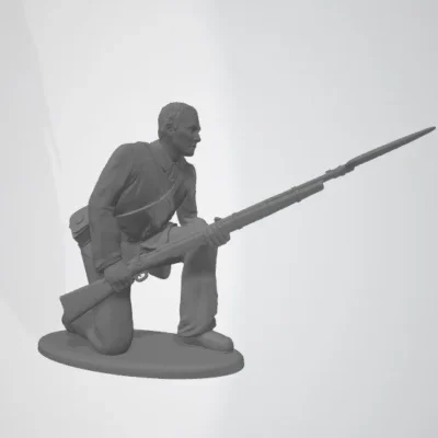 Soldier kneeling bare head