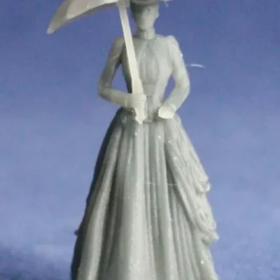 Victorian lady with unfolded umbrella