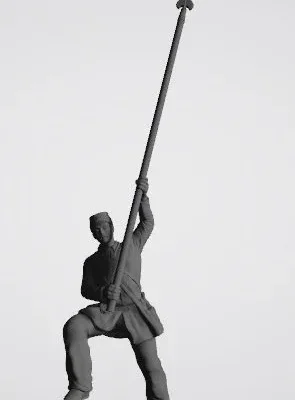 Union color bearer on cannon (normal pants and flag pole only)