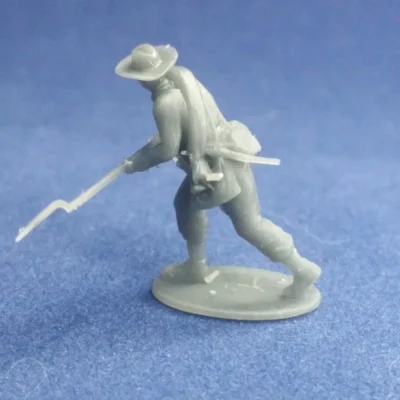 Confederate soldier in hat moving