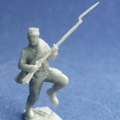 Confederate soldier in kepi close quarters with enemy