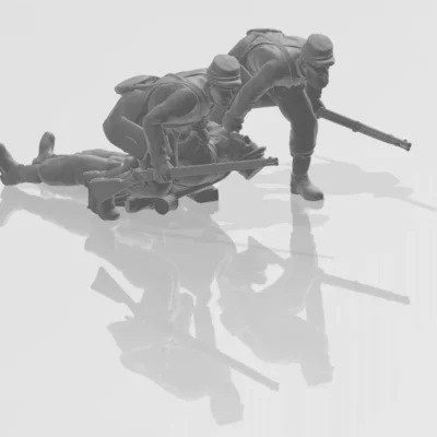 Union soldiers dragging casualty