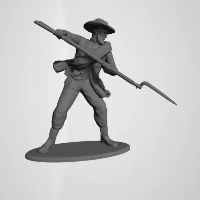 Confederate soldier in hat attacking with bayonet