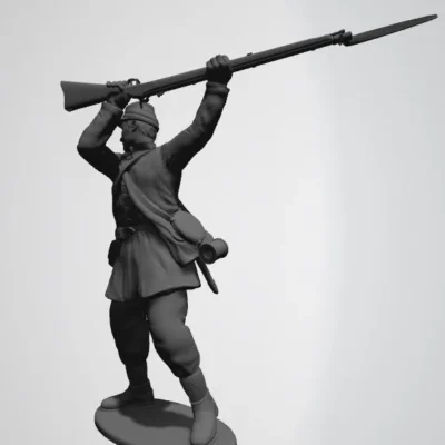 Union soldier in kepi attacking with rifle butt