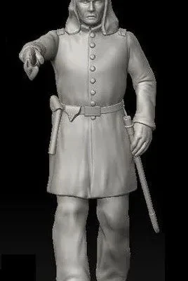 Officer walking sword straight with havelock