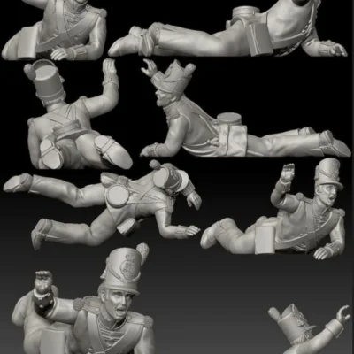 British 27th "Inniskillin" Regiment of Foot-Waterloo 1815 Wounded stretching for help no knapsack