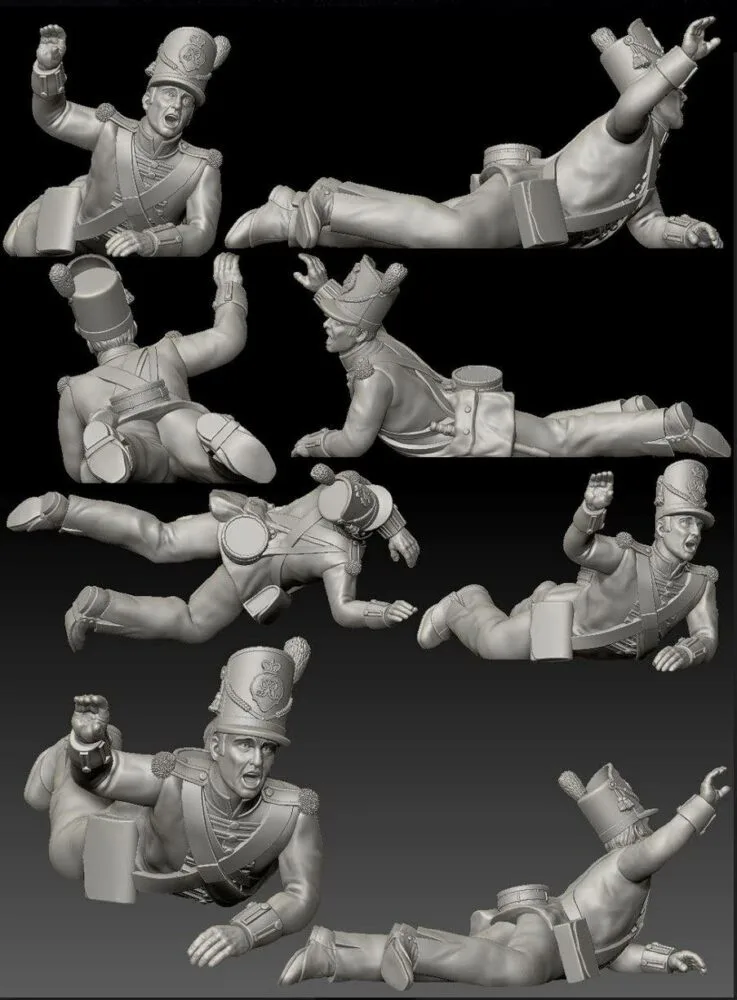 British 27th "Inniskillin" Regiment of Foot-Waterloo 1815 Wounded stretching for help no knapsack