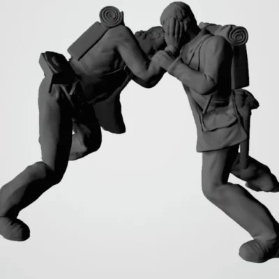 Soldiers hand to hand bare heads