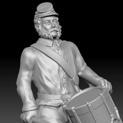 Drummer walking Forage Cap scruffy beard