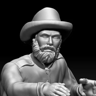 Gunner moving cannon Hat Confederate left wheel Medium Beard