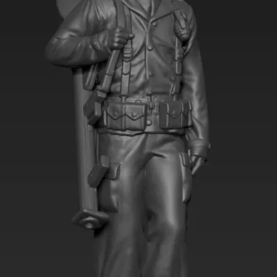 American soldier walking with Bazooka AS