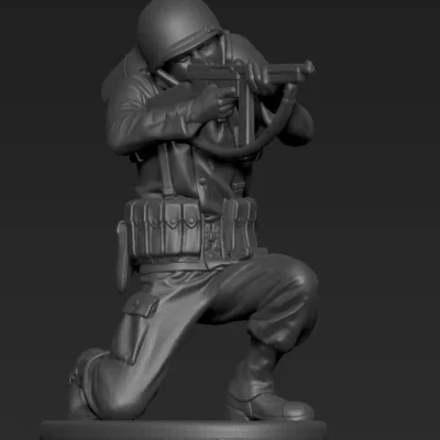 American soldier Shooting crouched AS