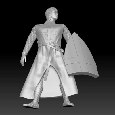 Medieval crusader casualty chainmail and shield