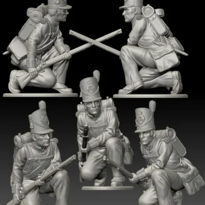 British 27th "Inniskillin" Regiment of Foot-Waterloo 1815 crouching with knapsack