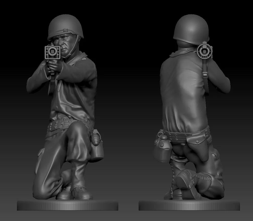 American soldier ww2 Shoot crouched A4 AS