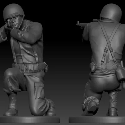 American soldier ww2 Shoot crouched A5 AS