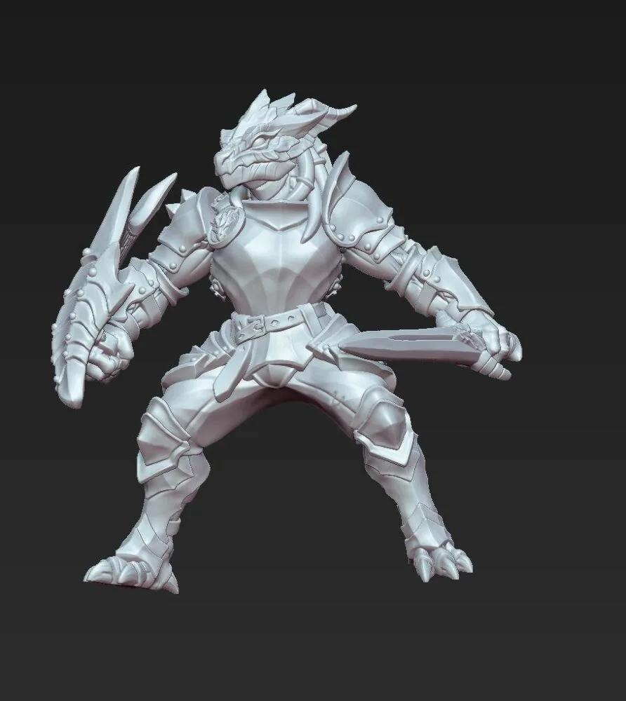 Dragonling Knight with sword and dragon shield AG