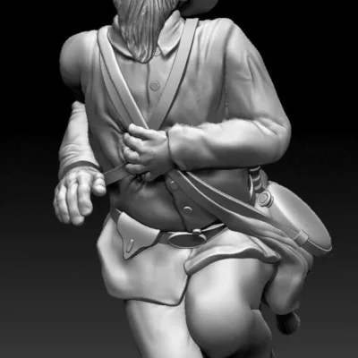 Soldier hit in stomack hat and large beard