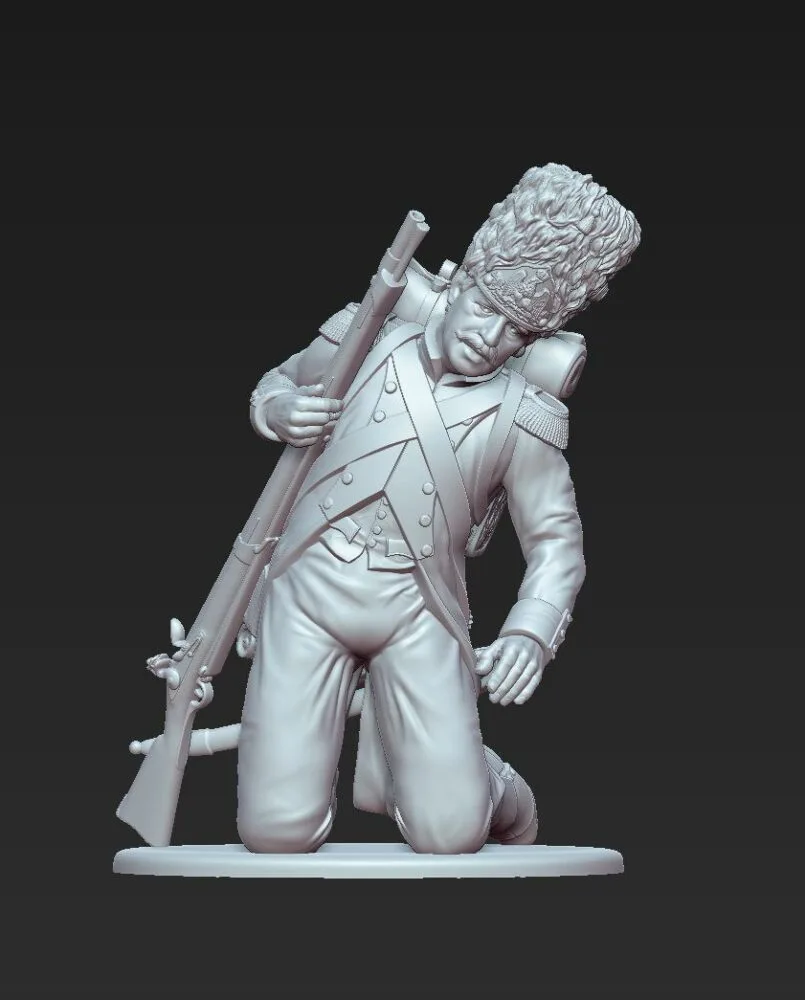 French Grenadier soldier Waterloo 1815 going down