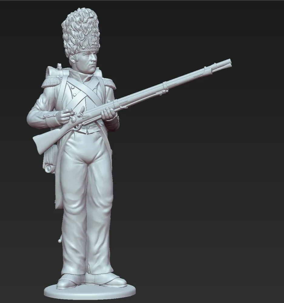 French Grenadier soldier Waterloo 1815 loading