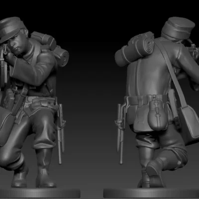 German soldier ww2 Shoot crouched G3 AS