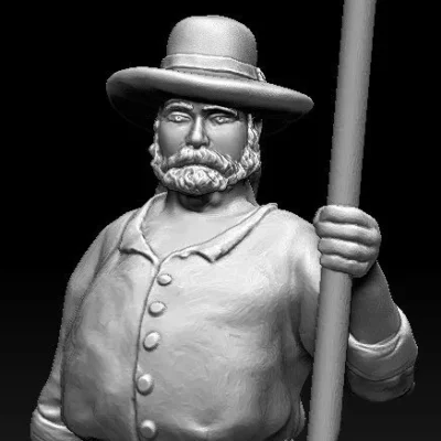 Gunner with sponge and bucket rollup slouch, chubby and scruffy beard