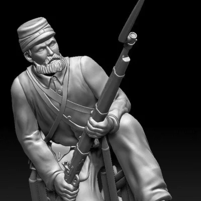 Kneeling soldier in Kepi Medium Beard