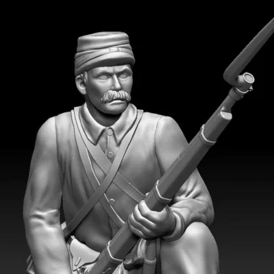 Kneeling soldier in Kepi medium mustache