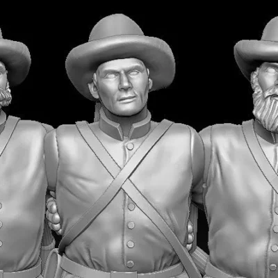 Slim Confederate limber riders in beard