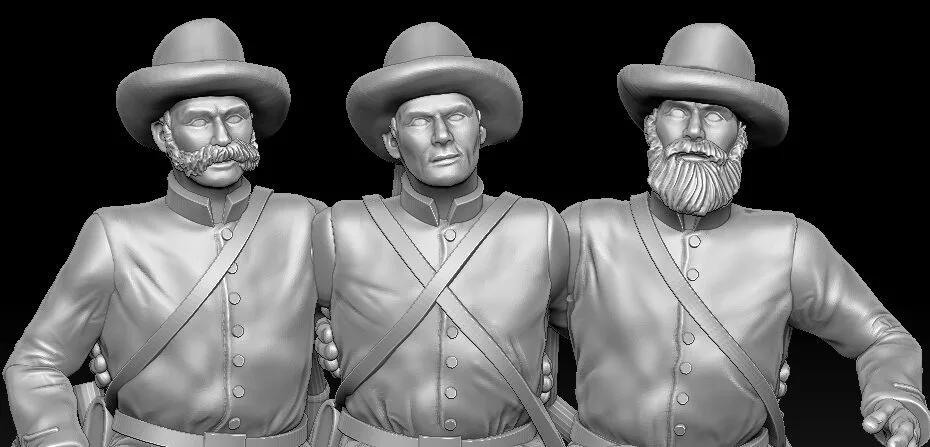 Slim Confederate limber riders in beard