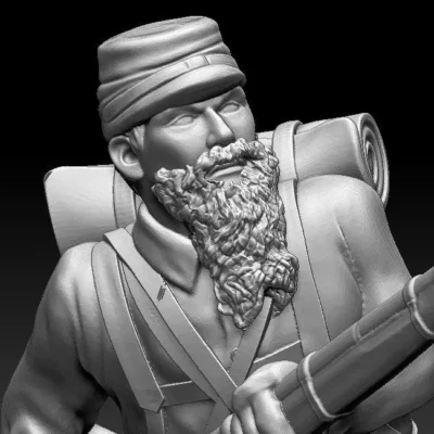 Soldier advancing Kepi Scruffy Beard