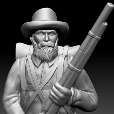 Soldier confederate in hat medium beard