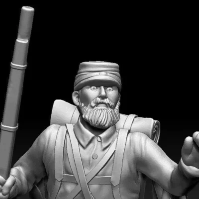 Soldier running with rifle Kepi Medium Beard