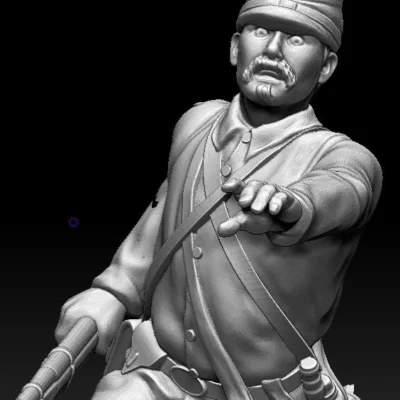 Soldier running in Kepi with beard