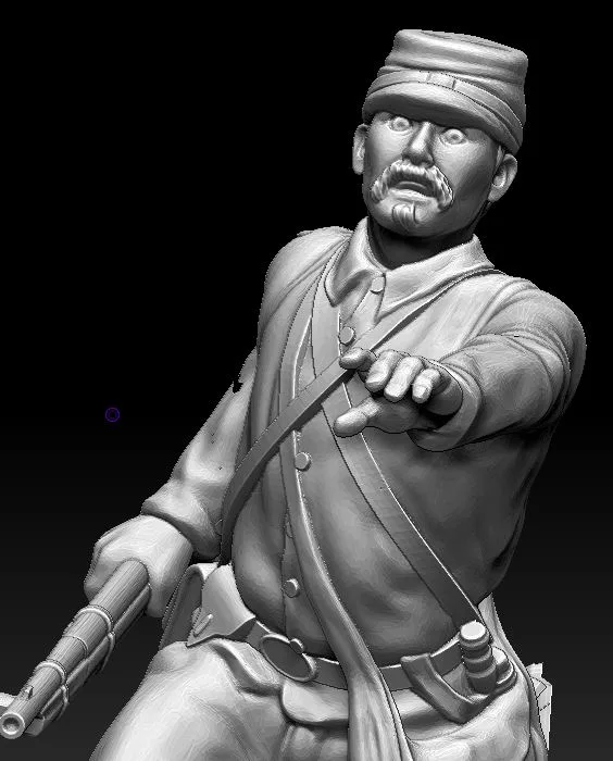 Soldier running in Kepi with beard