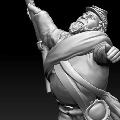 Soldier hit with forage cap and beard, chubby body