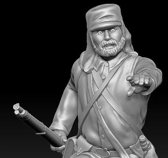 Soldier running in havelock with small beard