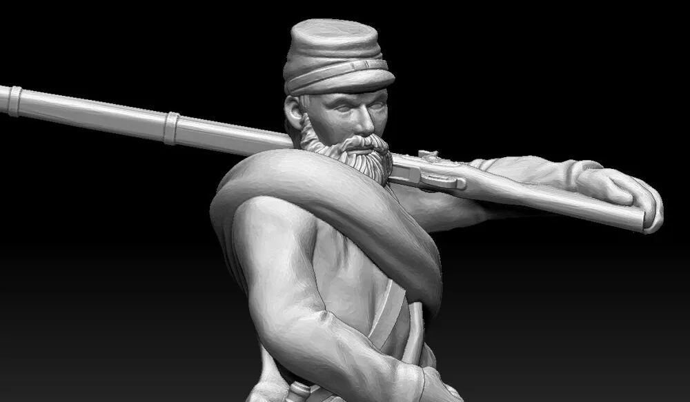 Advancing infantry in Kepi Short jacket beard